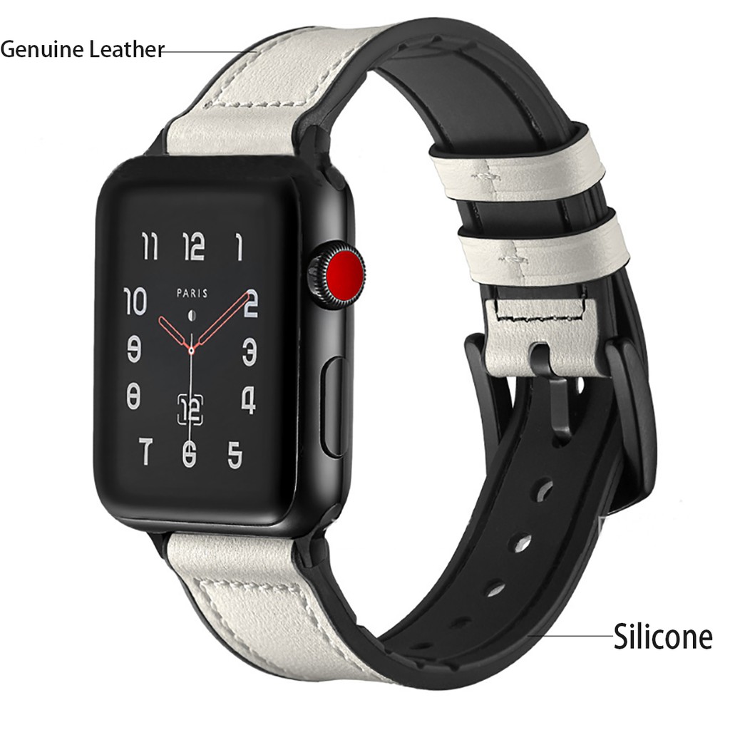Dây Đeo Bằng Da Thật Mềm Cho Đồng Hồ Thông Minh Apple Watch Series 6 / Se / 5 / 4 / 3 / 2 / 1 Kích Thước 38mm 40mm 42mm 44mm