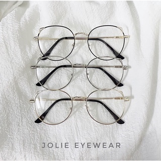 Gong kính tròn xi kim loại mảnh tròn thời trang nam nữ, gọng kính không độ Jolie eyewear