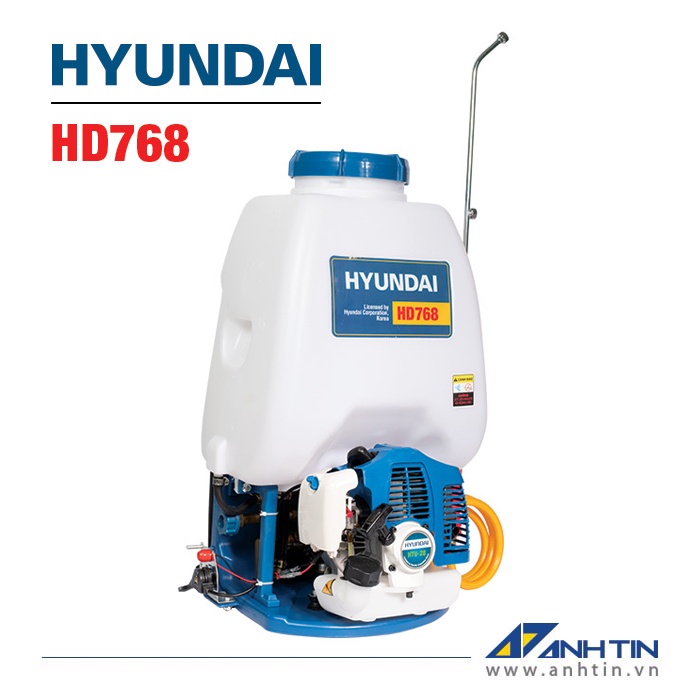Máy phun thuốc trừ sâu Hyundai HD768 | Động cơ 2 thì | Công suất 0.9HP | Bộ bơm bằng đồng, má vuông