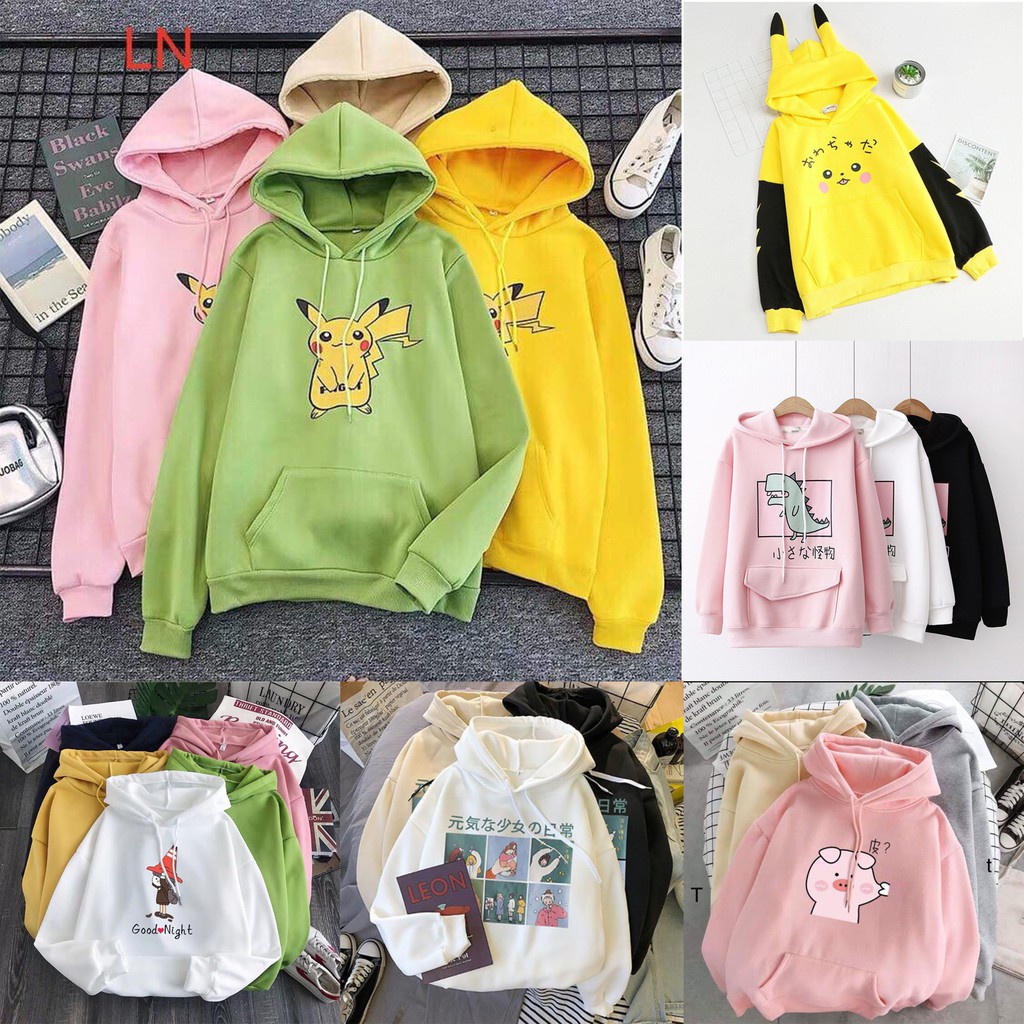 [Xả kho] Áo hoodie nỉ mũ ulzzang in các hình siêu đẹp
