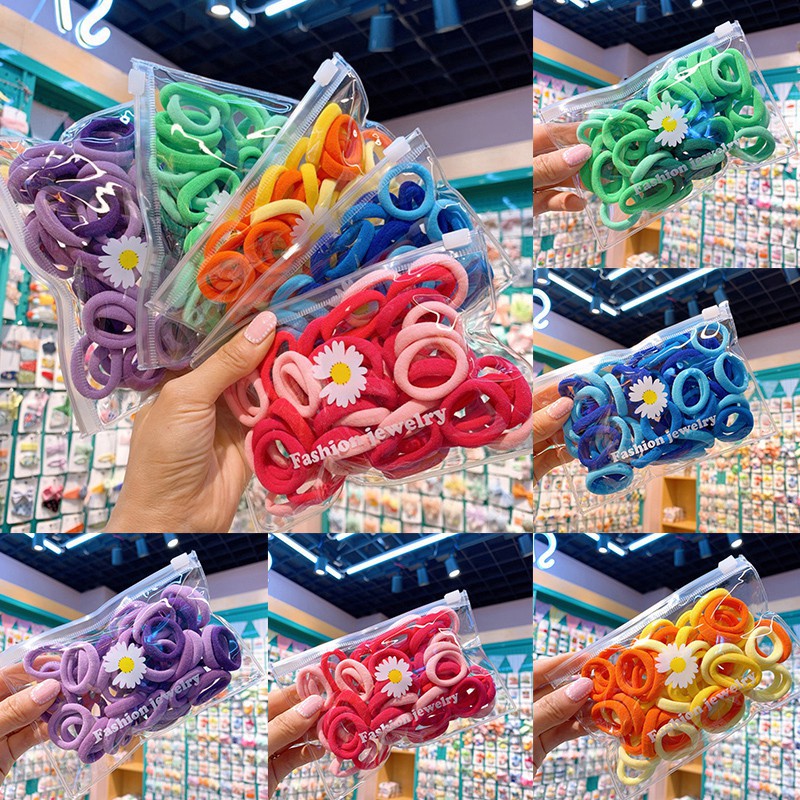 Dây buộc tóc trang trí màu macaron đáng yêu cho bé gái