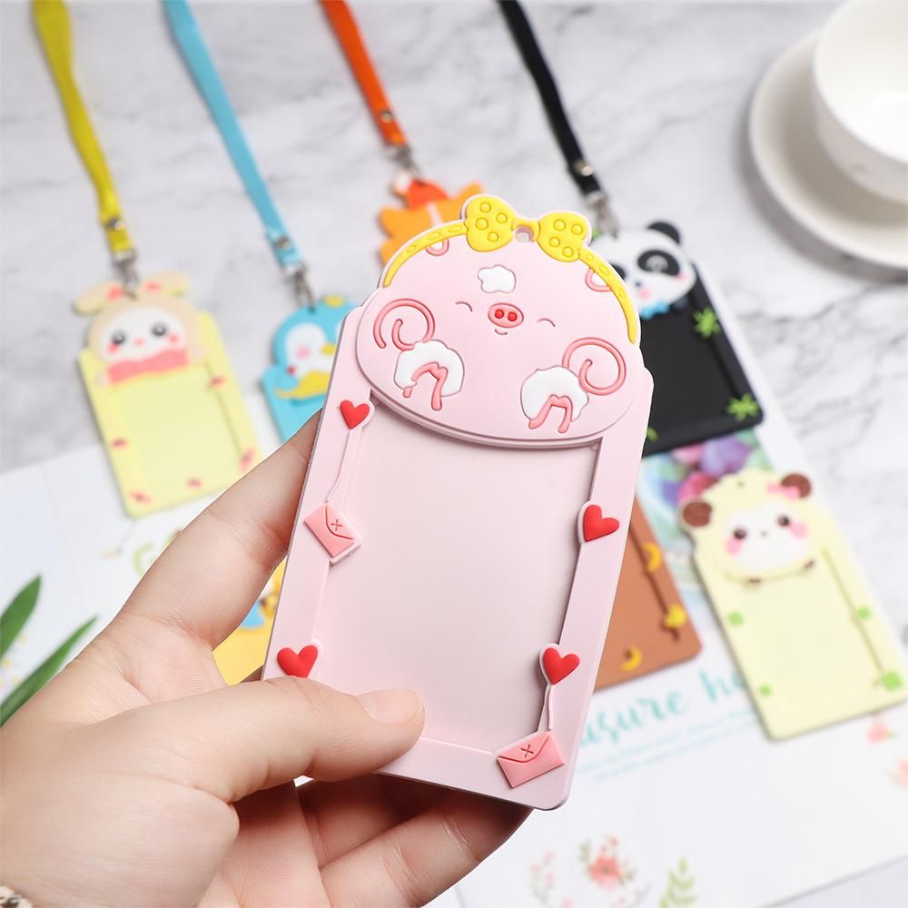 1 Bao Đựng Thẻ ID Bằng Silicon Nhiều Màu Hình Động Vật Dễ Thương