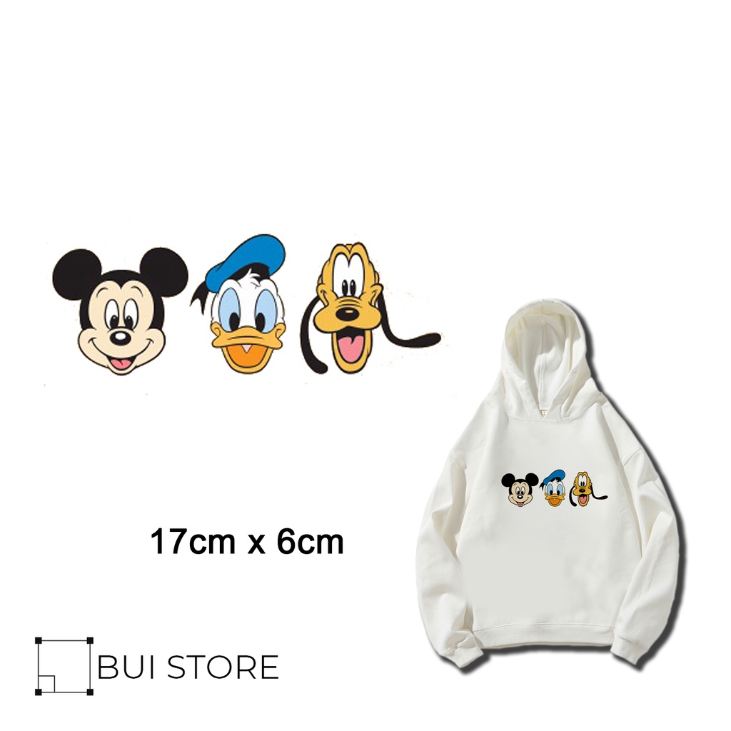 Hình ủi truyền nhiệt offset dán trang trí quần áo MICKEY DONALD GOOFY