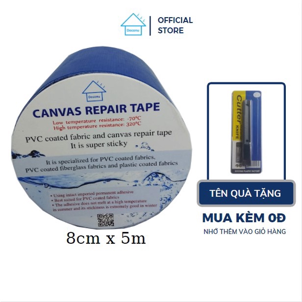 Băng keo dán bạt xe tải, mái hiên, lều trại chống thấm, chống nắng HPDE 8cm x 5m DOCONU. [ CAM KẾT BẢO HÀNH 1 ĐỔI 1]