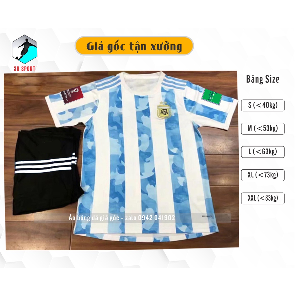 Bộ quần áo bóng đá Argentina xanh sọc trắng thun lạnh