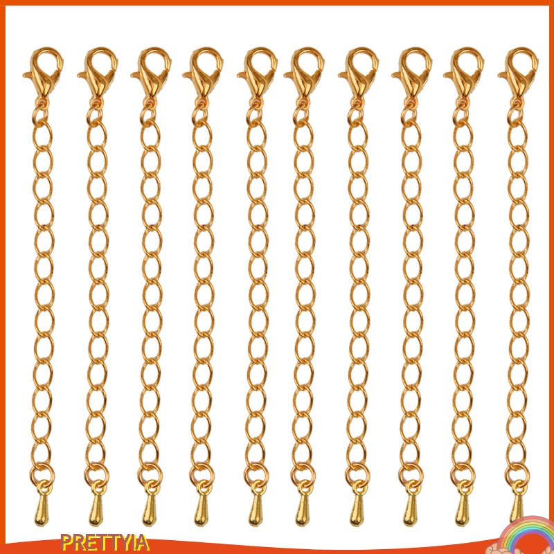 Bộ 10 dây xích nới rộng dây chuyền bằng hợp kim có móc gài càng cua mạ vàng 75mm