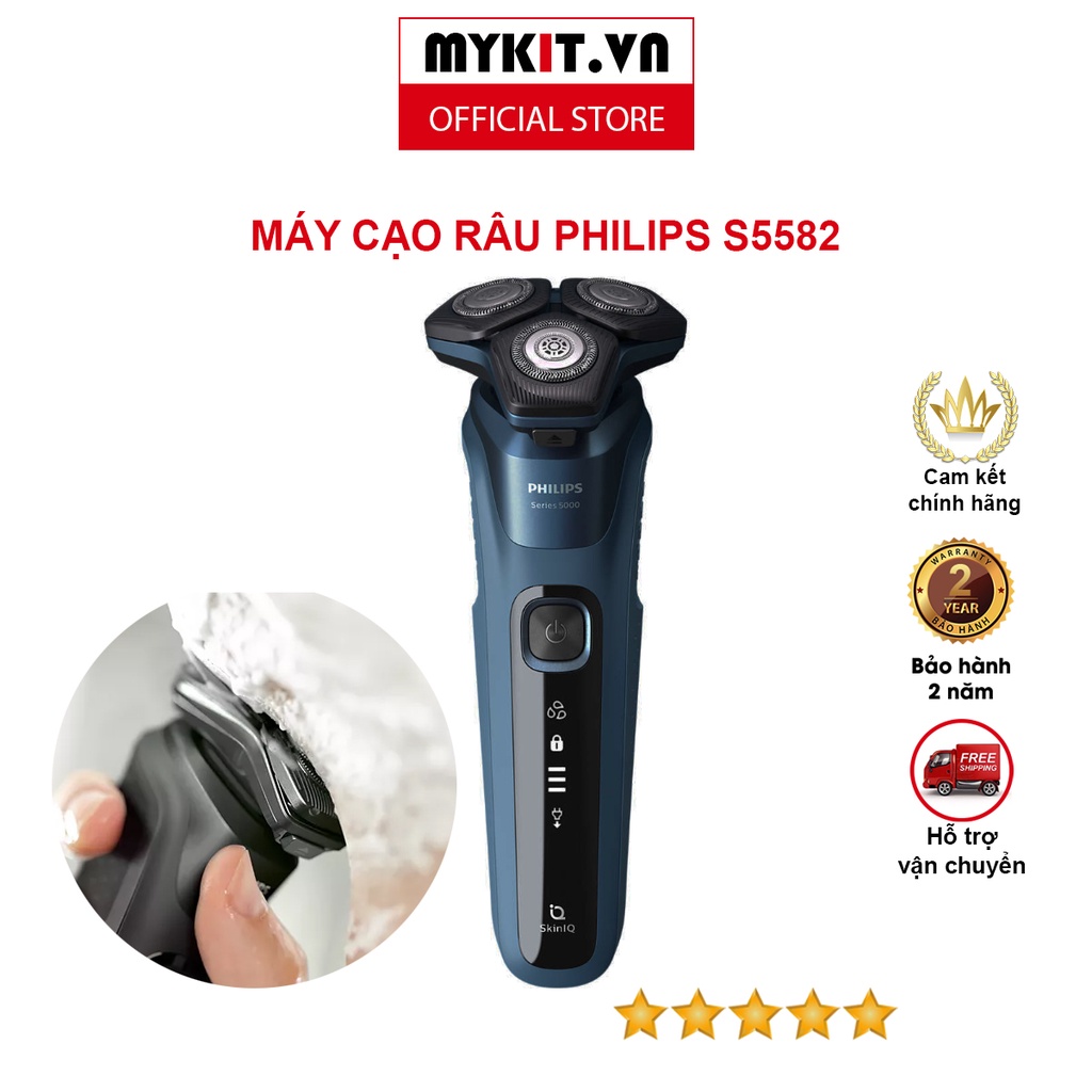 Máy Cạo Râu Khô Và Ướt Philips S5582/20 - Hàng Chính Hãng, Bảo Hành 24 Tháng
