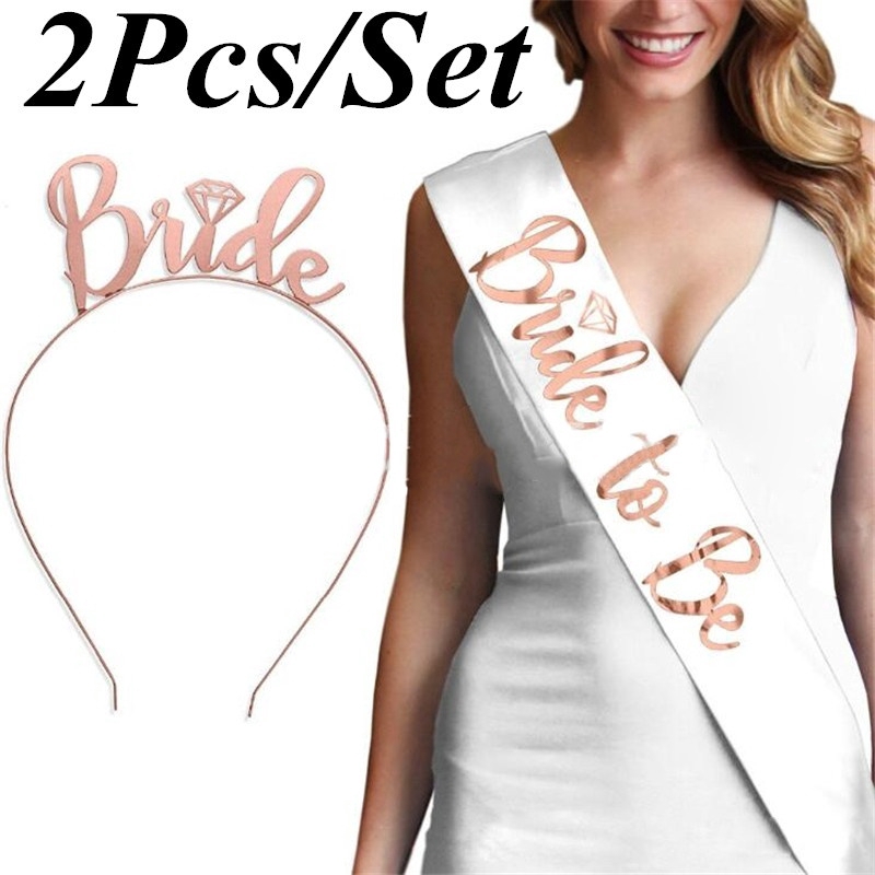 Set 2 Băng Đô Cài Tóc Cô Dâu &amp; Khăn Choàng Sa Tanh Trang Trí Tiệc Cưới RM11 Giao Hàng Miễn Phí