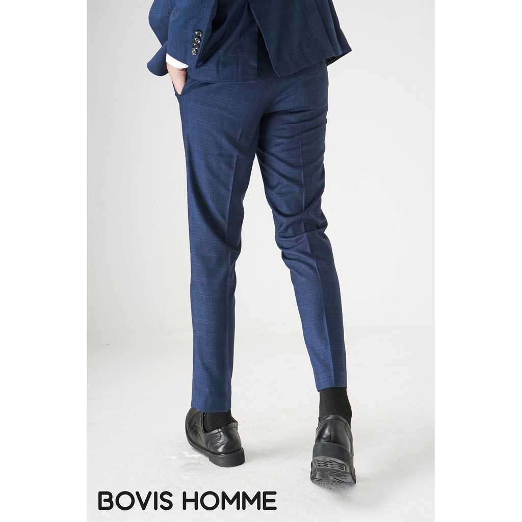 Quần tây nam Bovis Homme, mã QT054, màu xanh dương, form slim, chất liệu 95% cotton 5% spandex,mặt vải dày dặn,đứng form