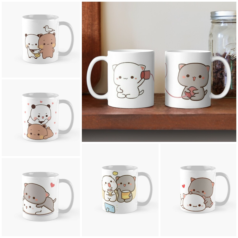 Cốc sứ uống nước in hình mèo mochi so cute cốc uống trà cafe
