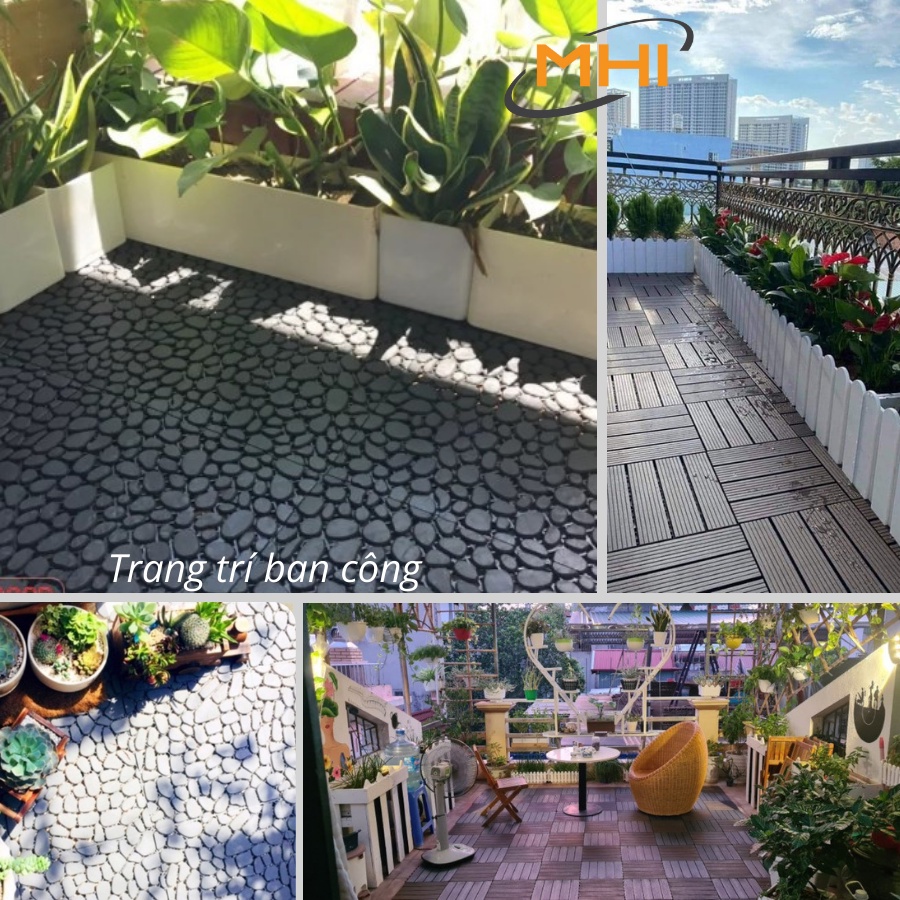 Vỉ Nhựa Lót Sàn Ban Công Kiểu Viên Sỏi MHI- Chuyên dụng cho nhà tắm, bể bơi, sân vườn