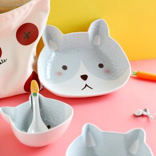 Bộ Tô Muỗng Ăn Bằng Sứ Hình Thỏ Vẽ Tay Xinh Xắn