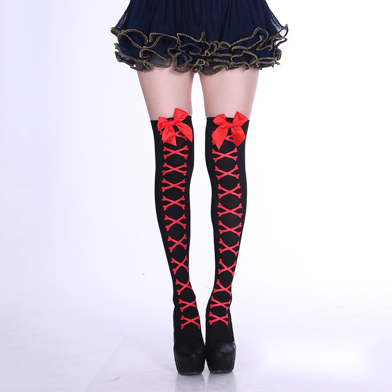 Đôi Tất Chân Polyester Dài Qua Gối In Họa Tiết Thánh Giá Phong Cách Gothic Lolita Gợi Cảm Y2K Cho Nữ