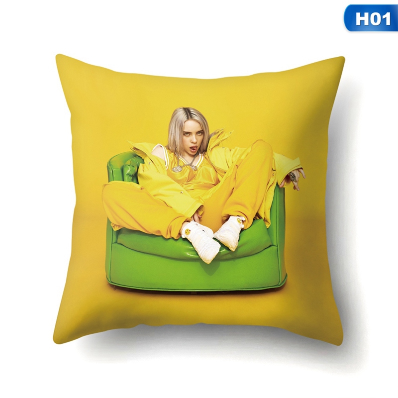 Vỏ Gối Polyester In Hình Billie Eilish Trang Trí Nhà Cửa