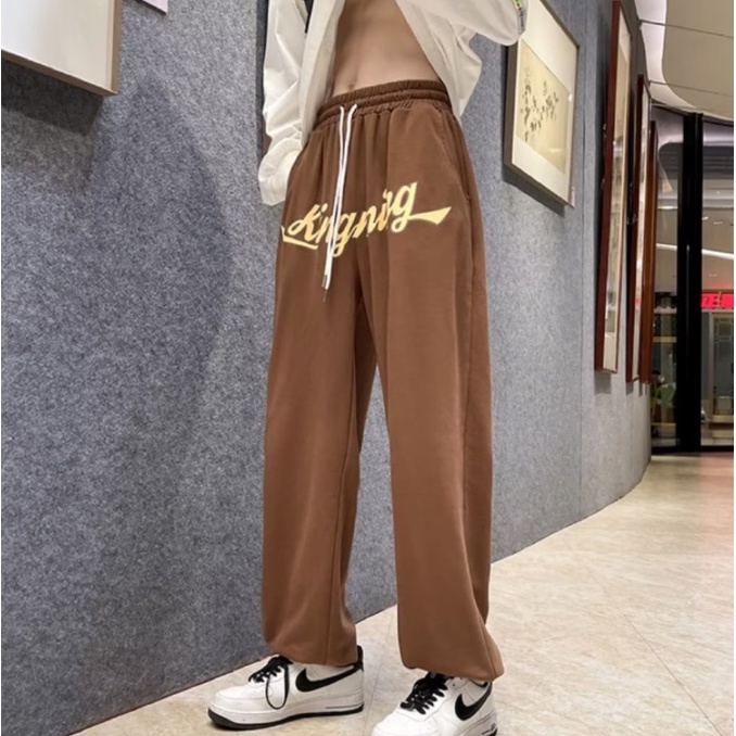 Quần Dài Nữ Lưng Cao Ống Rộng Phong Cách hip hop Đường Phố Âu Mỹ Cá Tính Cho Nam Và quần jogger kaki nam