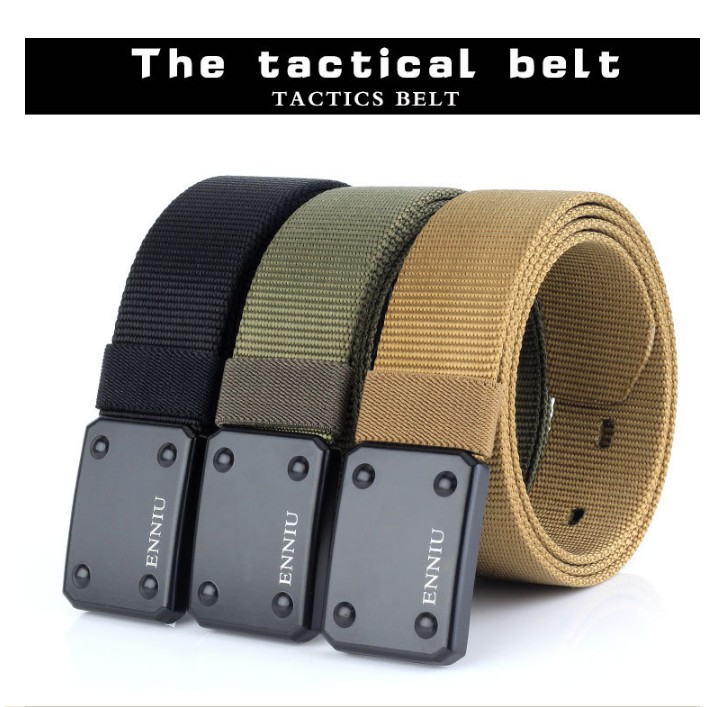 Dây nịt vải dù nylon dạng xỏ lỗ đôi kiểu mới vải dù canvas nylon phong cách lính dày dặn cứng cáp 4mm