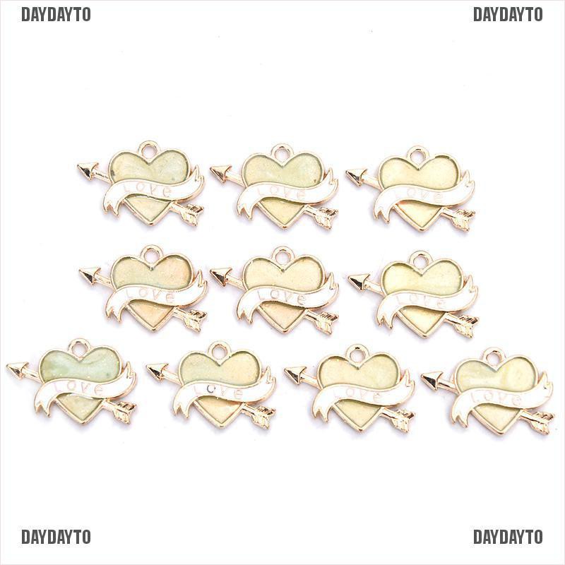 Bộ 10 Mặt Dây Chuyền Hình Trái Tim Bằng Hợp Kim Tráng Men Thủ Công