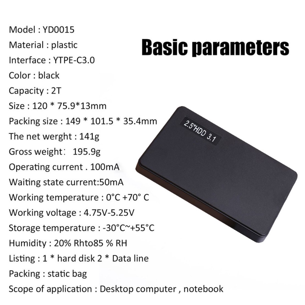 Ổ Cứng Ngoài Yd0015 500gb 1tb 2.5 Inch Tốc Độ Cao Cho Android Sang 3.0