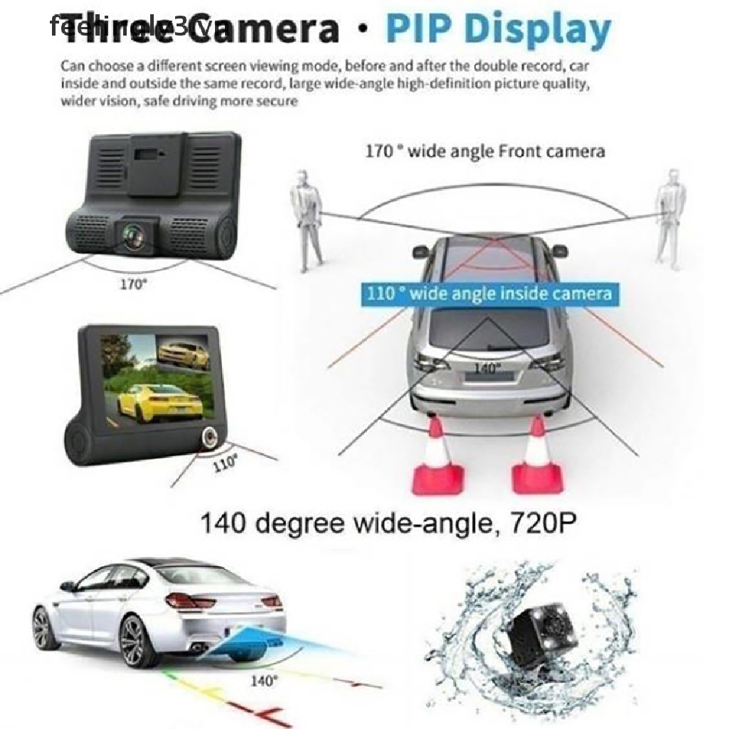 Camera hành trình 1080P 4" 3 Lens HD cảm ứng G-sensor cho xe hơi
 | BigBuy360 - bigbuy360.vn