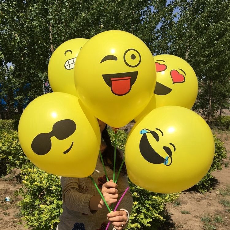 10 Bong bóng latex họa tiết emoji kích thước 12inch dùng trong trang trí tiệc cưới