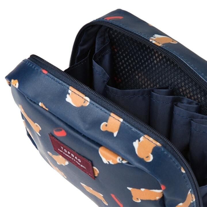 Túi Đựng Mỹ Phẩm ARTBOX Hàn Quốc Họa Tiết Chó Shiba Màu Xanh Navy