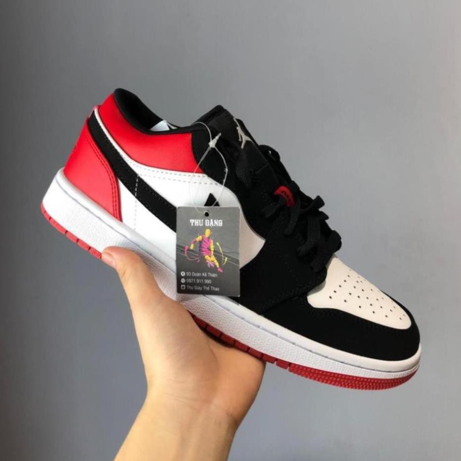 Giày thể thao sneaker jodan đen đỏ thấp cổ full box full bill .