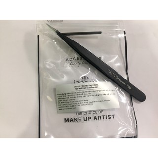 Nhíp nối mi nhặt lông yến thẳng Vacosi T06 Đen