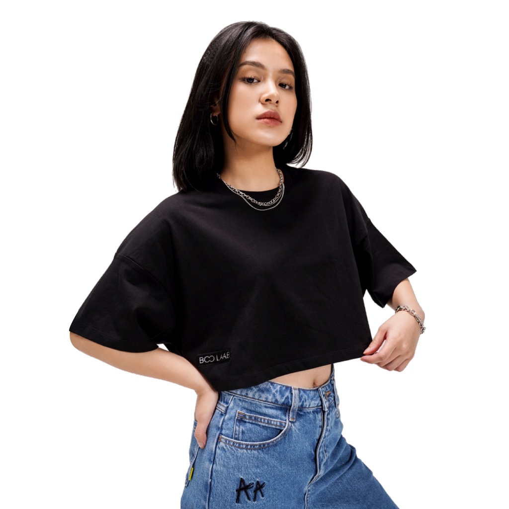 Áo Croptop BOO Dáng Rộng Vải Cotton Cao Cấp Đính Patch Logo BOOLAAB