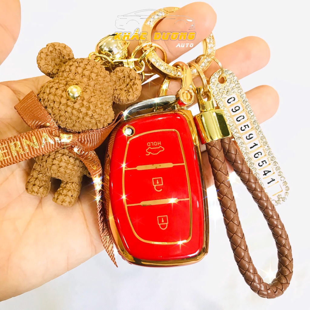 Ốp chìa khoá Hyundai i10 Elantra Tucson TPU đính đá nhân tạo cao cấp sang trọng