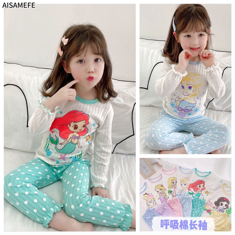Bộ Đồ Ngủ Tay Dài Vải Cotton Chất Lượng Cao Thời Trang Mùa Thu Mới Cho Bé Gái