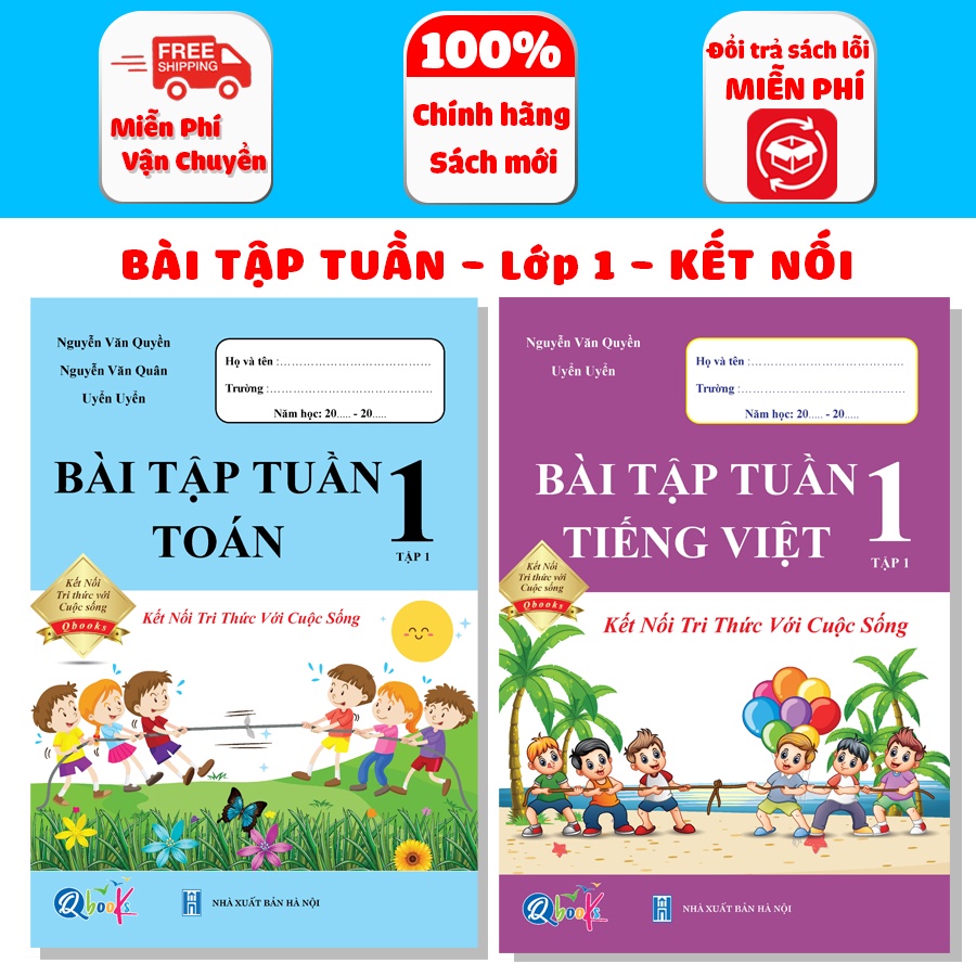Sách - Combo Bài Tập Tuần Toán và Tiếng Việt 1 - Kết nối tri thức với cuộc sống  - Học kỳ 1 (2 cuốn)