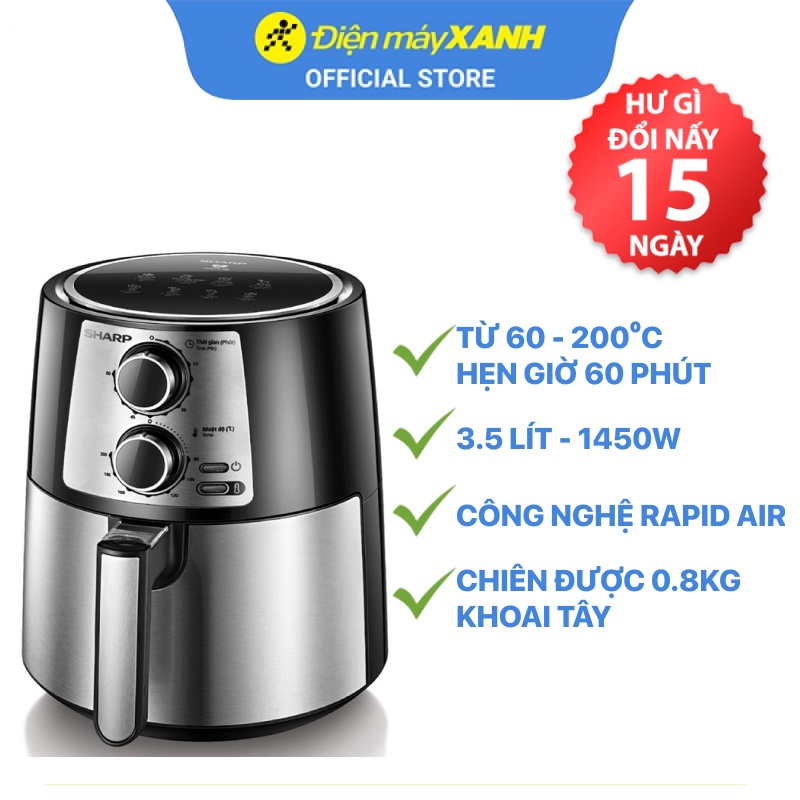 Nồi chiên không dầu Sharp KF-AF42MV-ST 3.5 lít Công suất 1250W - 1450W BH 12 tháng, Chính hãng