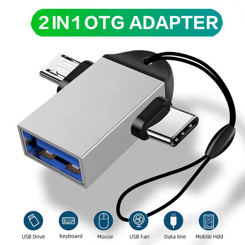 Đầu Chuyển Đổi USB 3.0 Sang Micro USB Type C 2 Trong 1 Cho Điện Thoại
