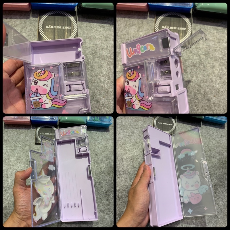 Hộp bút nhựa 2 mặt hình thú Silicon nổi 3D