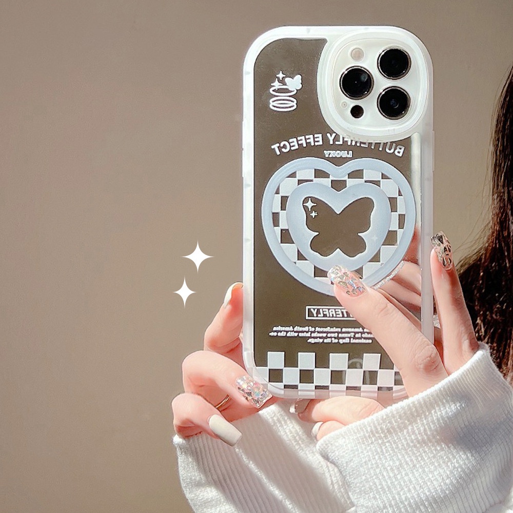 Ốp lưng iphone Ốp Điện Thoại Mặt Gương Sáng Tạo Có Vòng Đeo Cho Iphone 12 11 13pro Max XR XS 8/Plus/Pro/Max/Mini Dinuo case-III