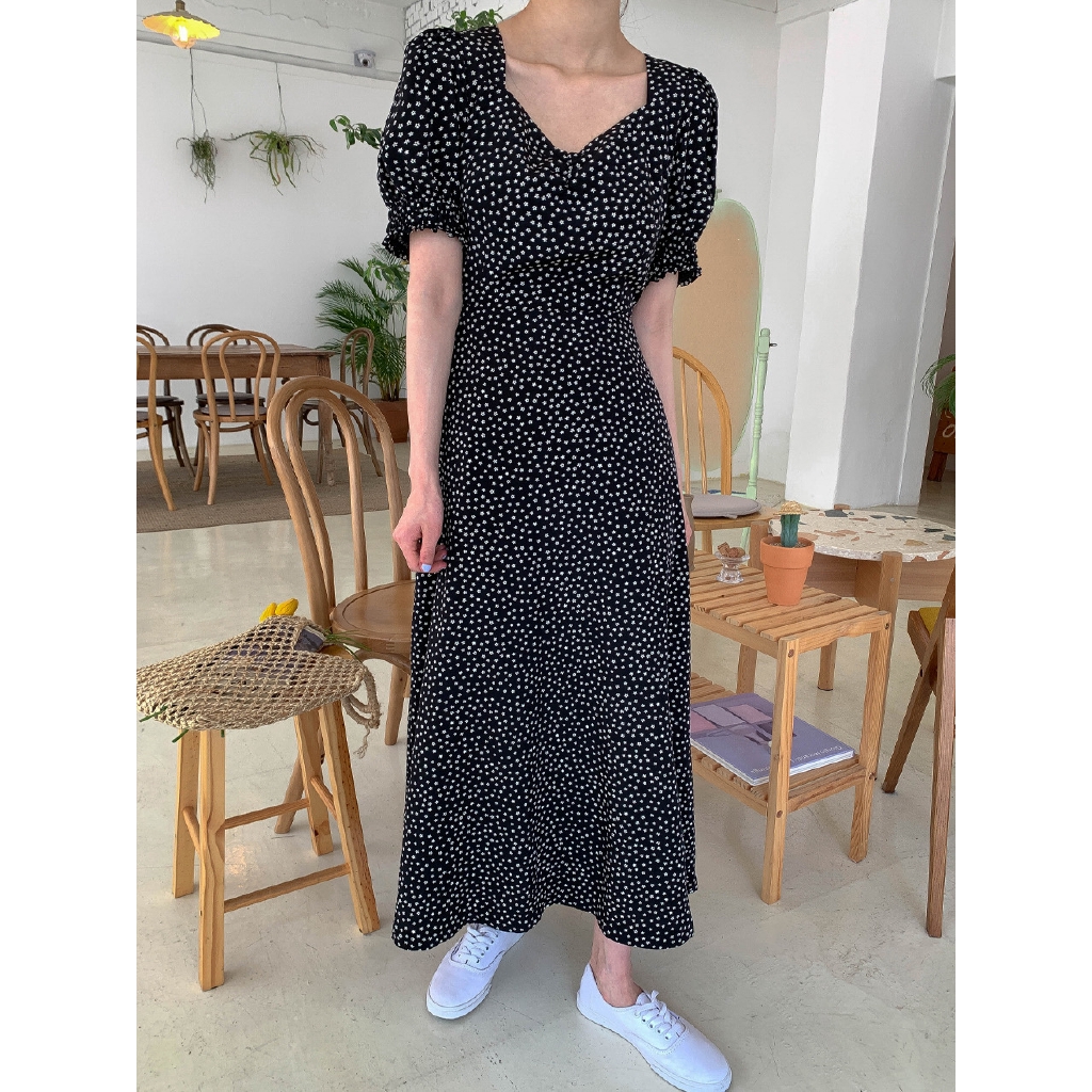 Đầm Maxi Tay Ngắn Cổ Vuông Chất Chiffon Phong Cách Hàn Quốc | BigBuy360 - bigbuy360.vn
