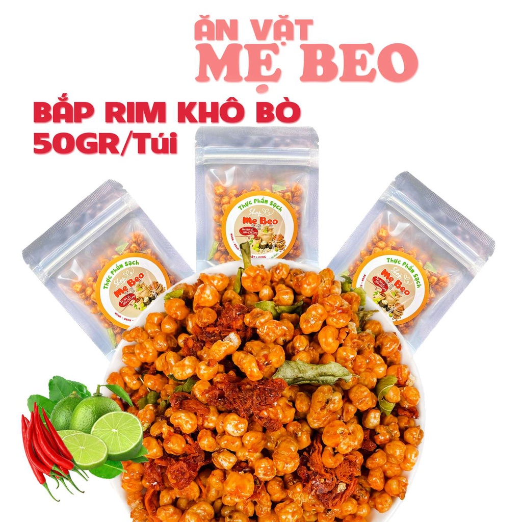 Bắp sấy rim khô bò lá chanh Túi Nhỏ 50gram ăn vặt ngon