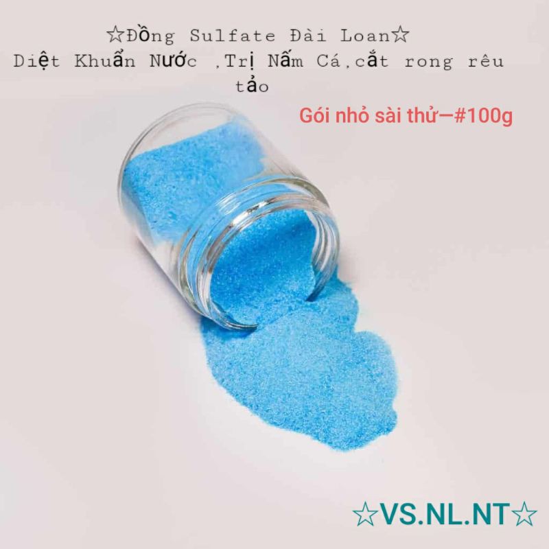 Đồng Sunphat 《CuSO4》Tinh thể Cắt Rong Rêu Tảo,Trị Nấm Cá#gói 100g