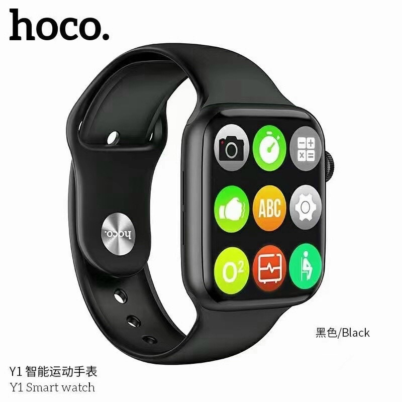 Đồng hồ thông minh Hoco Y1 kết nối Bluetooth, hỗ trợ nghe gọi, theo dõi sức khỏe, thể thao, chống nước, cảm ứng (Đen)