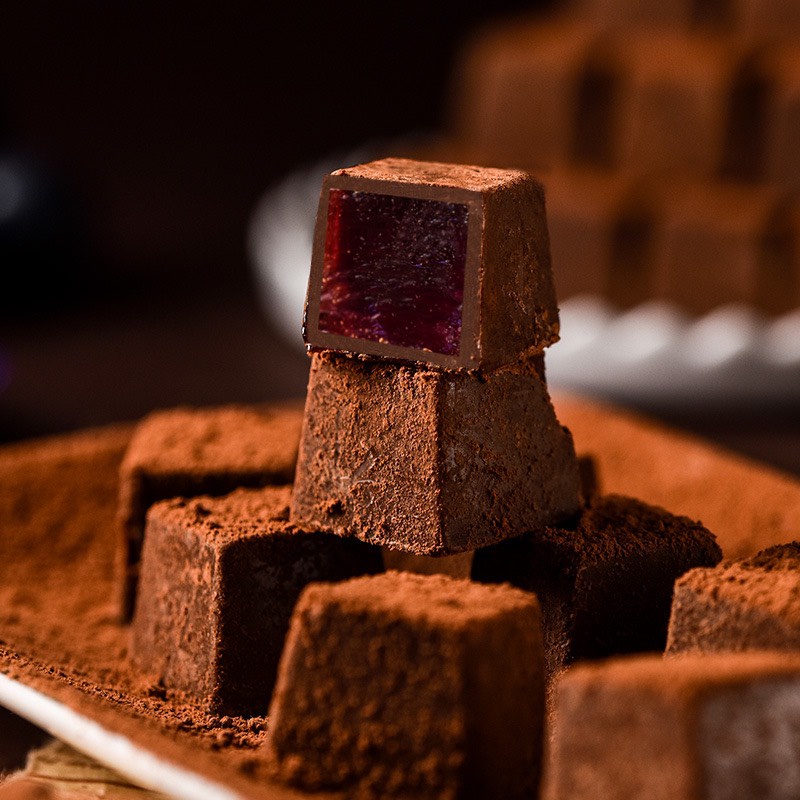 Xô socola đen nhân trái cây Truffle Fasi Miyu 158g