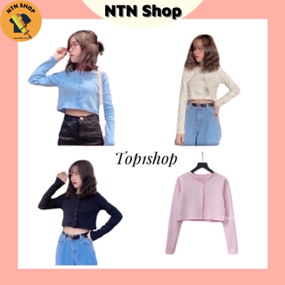 Áo Croptop YAN Tay Dài Nữ phối nút thật (av)