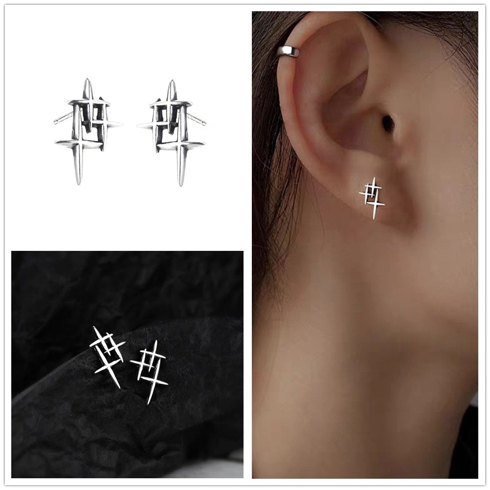 Khuyên Tai Bạc Hình Chữ Thập Ngôi Sao Thánh Giá Thời Trang Cao Cấp Mới Cho Nữ