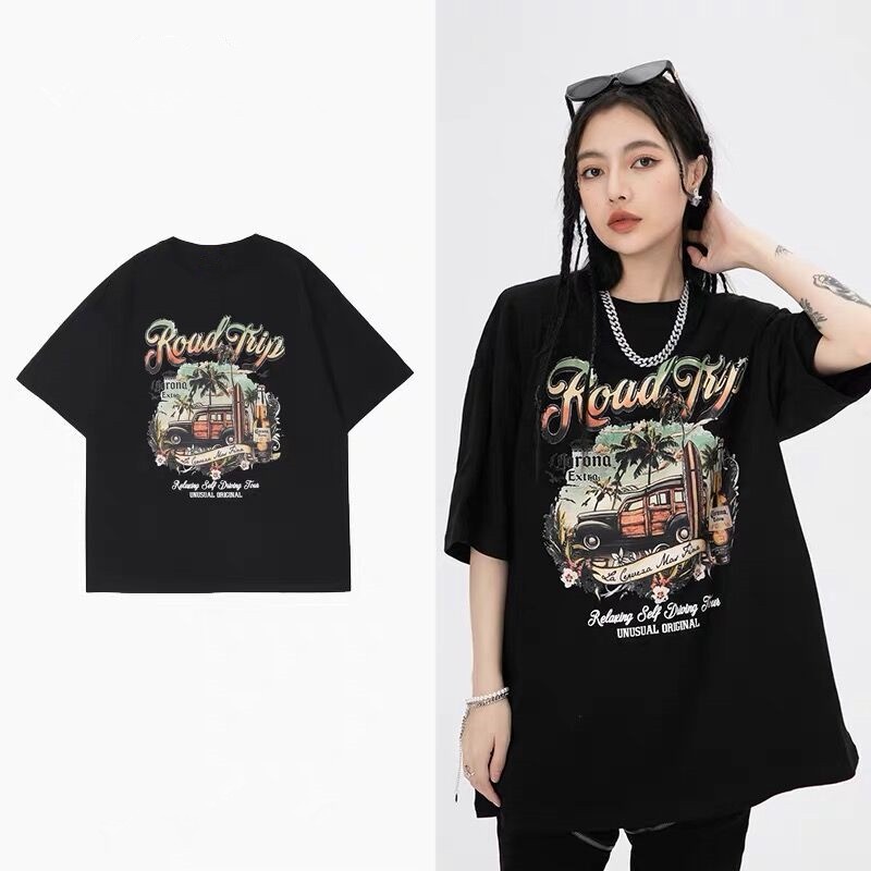 SUXI Áo Thun Ngắn Tay Dáng Rộng In Họa Tiết Thời Trang Mùa Hè Dành Cho Nữ