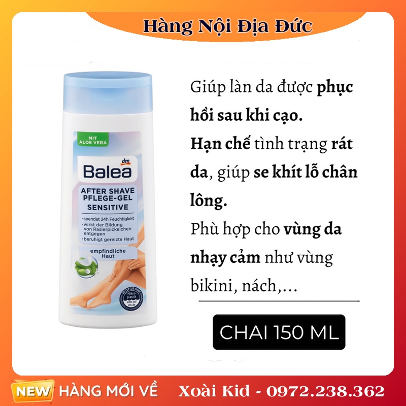 Bộ Kem ức chế lông mọc chậm dưỡng da sau wax lông, cạo lông Balea Đức - Date mới Đủ Bill