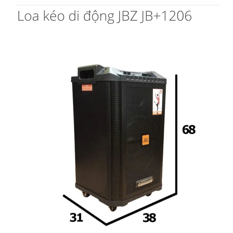 Loa kéo karaoke JBZ-NE-1206 / 1006 / 0806 (Loa 1206 Bass 30cm công suất 160w max 400w) tặng 2 Micro UHF- Kim loại