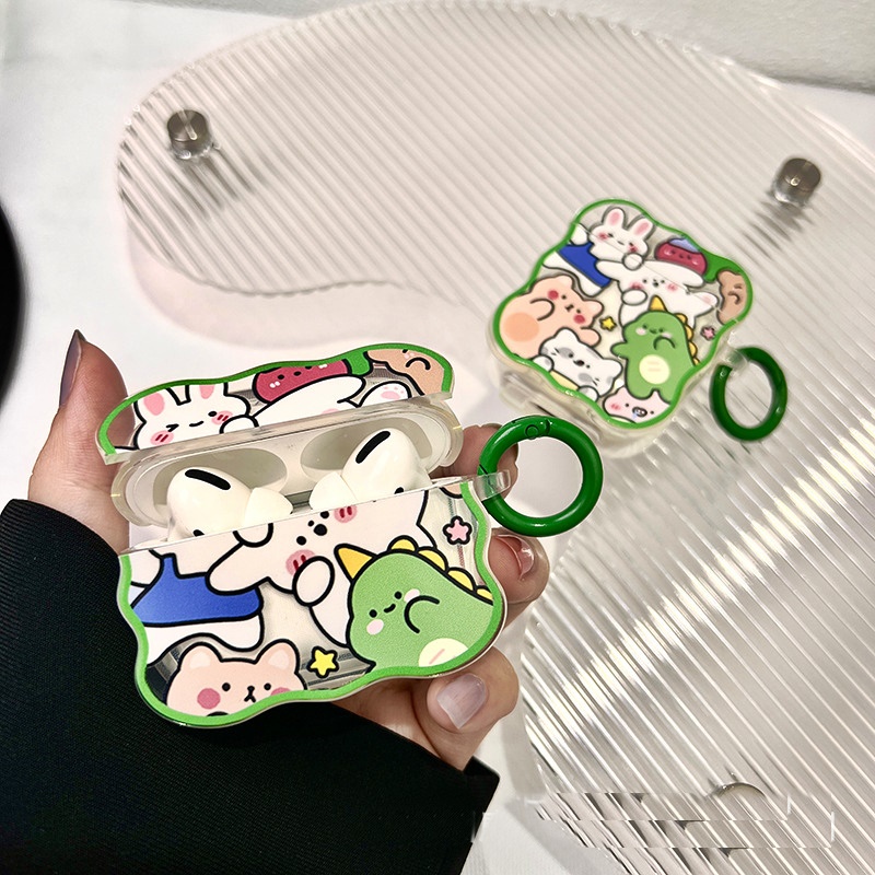 Case Ốp 3D TPU dành cho Airpods 1/2/Airpods 3/ Airpods Pro Khủng Long and Friend Kèm Khóa Treo