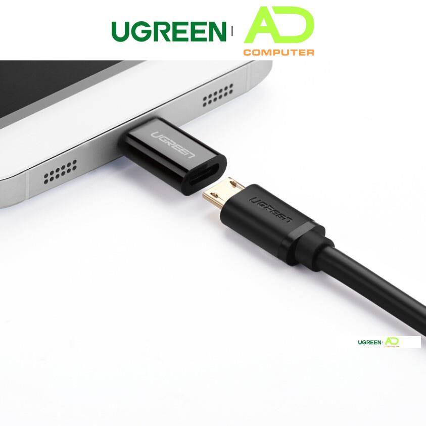 Đầu chuyển Micro USB sang USB type C, kích thước 18*13*6,6mm UGREEN US157