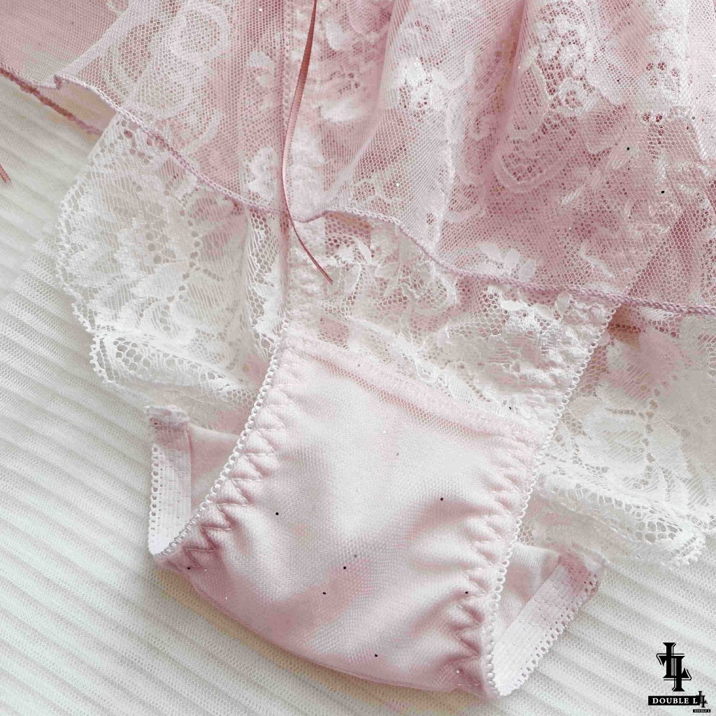 Quần Lót Nữ Phối Ren Đính Nơ Đôi Thiết Kế Đặc Biệt Lấp Lánh Eo Thấp 100% Cotton Gusset/Crotch