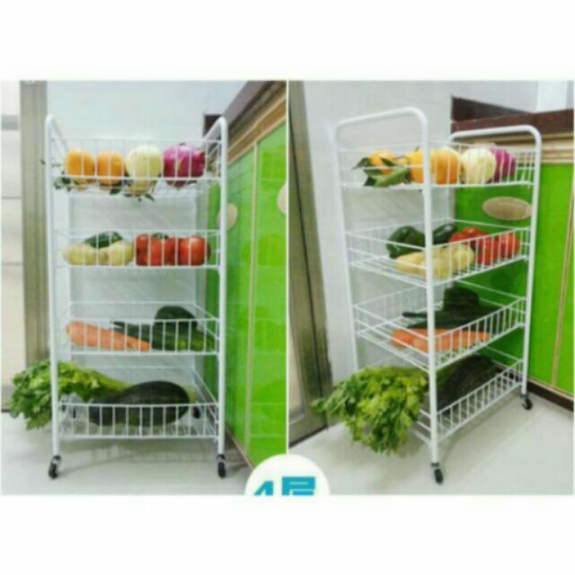 Kệ sắt để đồ 4 tầng có bánh xe
