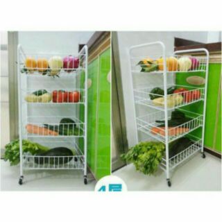Kệ sắt để đồ 4 tầng có bánh xe